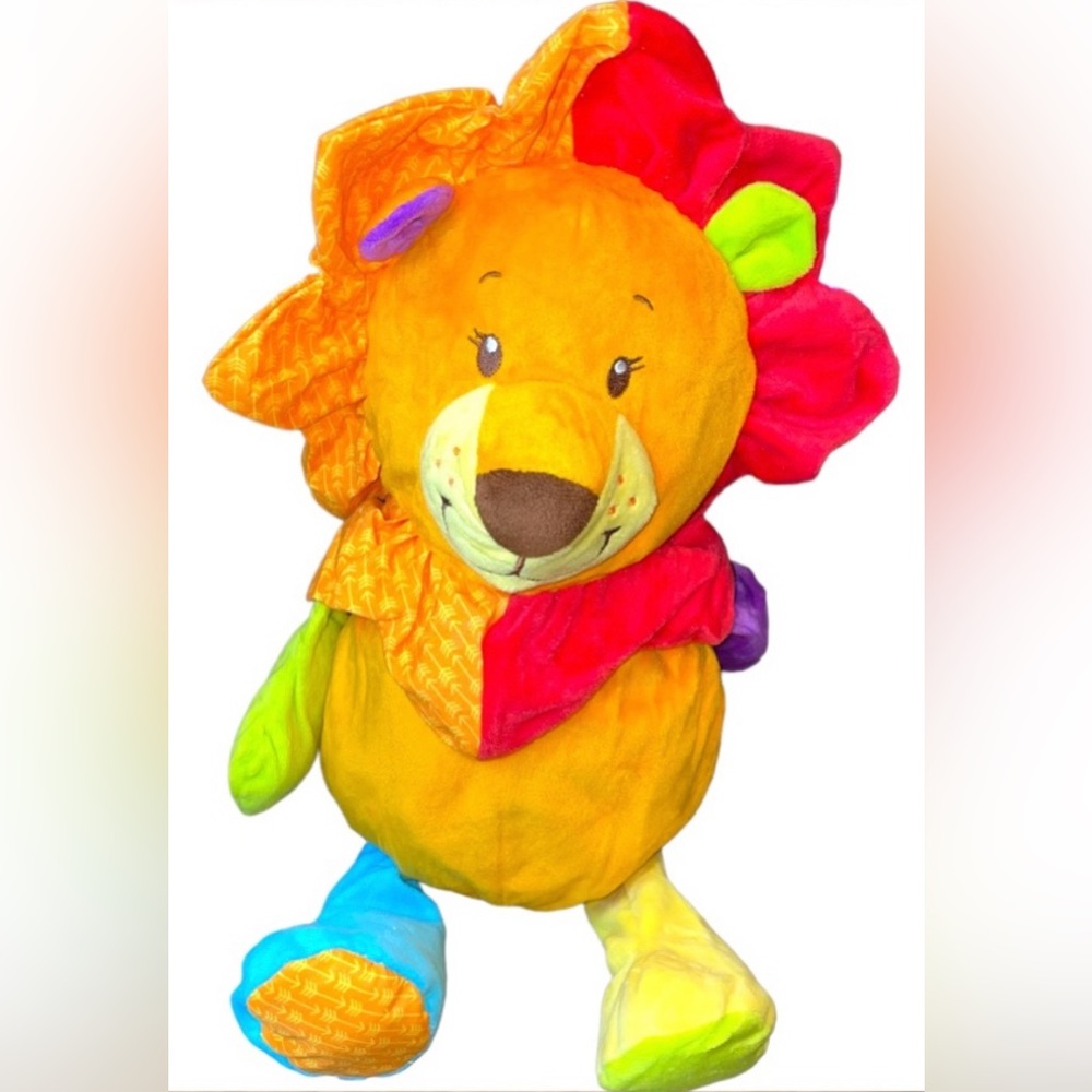 Gitzy 18" Plush Circus Rattle stuff Animal baby Lion kids toy multi color infant